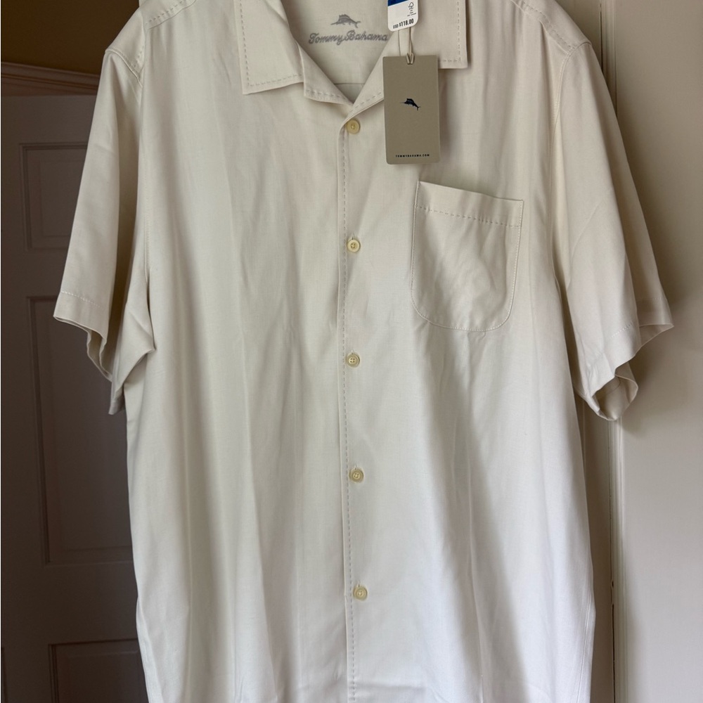 NWT Tommy Bahama Silk Camp Shirt Hawaiian Herringbone XL $118 Retail